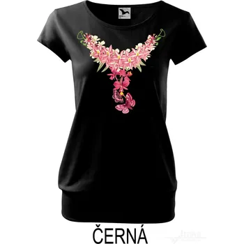 Dámské tričko Dámské tričko volný střih, Náhrdelník z Tahiti Barva: Černá, Velikost: XS