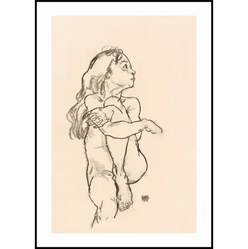 Plakát Jen tak z lásky Plakát Egon Schiele - Sedící nahá dívka svírající levé koleno Rozměr plakátu: 50 x 70 cm