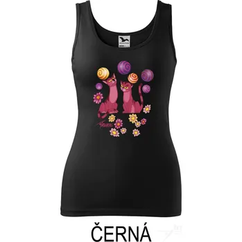 Dámské tričko Tílko dámské, Kočky růžové Barva: Černá, Velikost: XL