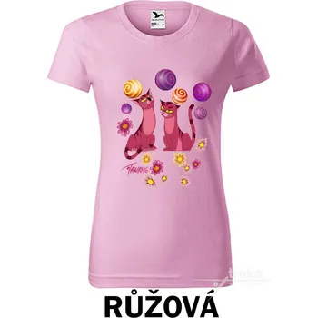 Dámské tričko Tričko dámské, Kočky růžové Barva: Růžová, Velikost: XL