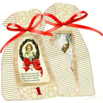 Kalendář Adventní kalendář s básničkami - pytlíčky, béžovo červená