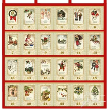 Kalendář Adventní látkový kalendář, jednoduché kapsy – kapsář, červený