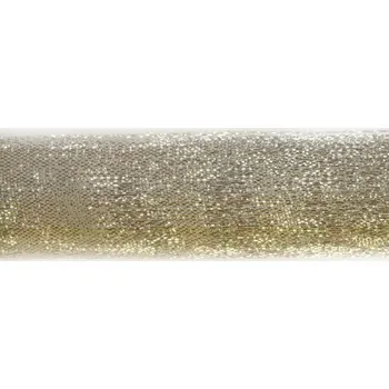 Stuha Plátnová stuha s metaloplastem a drátem, 25 mm, stříbrno-zlatá
