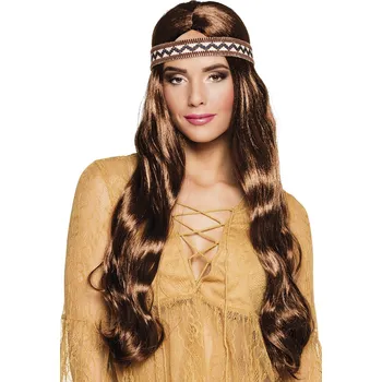 Karnevalová paruka Boland Dámská paruka Hippie s čelenkou hnědá