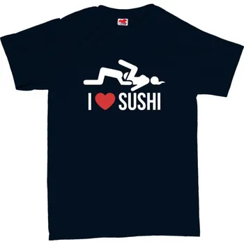 Žertovný předmět I love sushi - pánské tričko XXL modrá - navy Bílá - 401