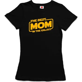 Žertovný předmět The best MOM in the galaxy - dámské tričko s potiskem S černá - black Žlutá - 418