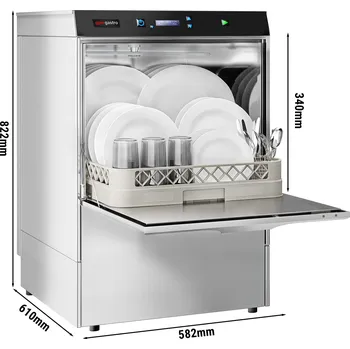 Myčka nádobí G.Gastro Myčka nádobí - 3,9 kW - digitální - s čerpadlem mycího prostředku, oplachovým čerpadlem a vypouštěcím čerpadlem