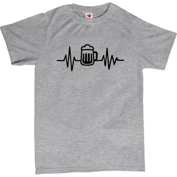 Žertovný předmět Pivo - EKG křivka - pánské tričko s potiskem L šedá - melír Černá - 402