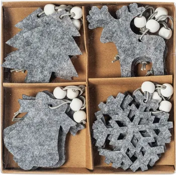 Vánoční dekorace Sada 16 ks vánočních ozdob na stromeček Pablo šedá