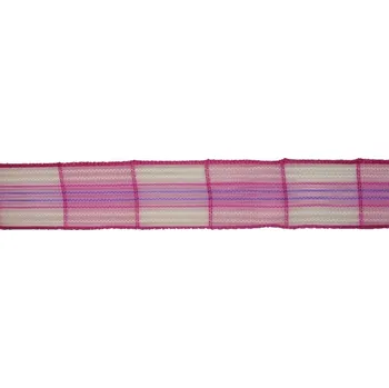 Stuha Kostková stuha s monofilem a drátem, 25 mm, růžovo-fialová