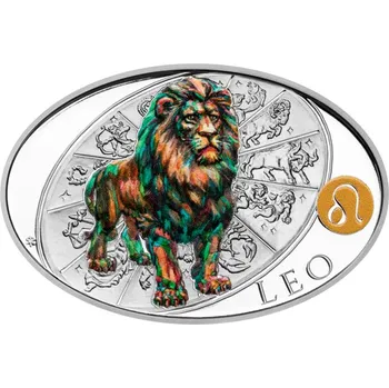 Stříbrná medaile ovál Znamení zvěrokruhu - Lev proof