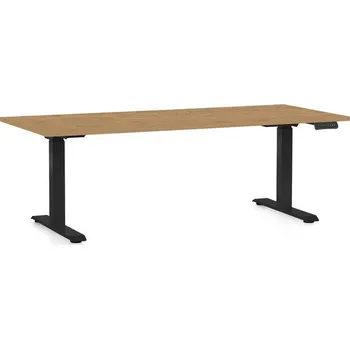 Psací stůl Výškově nastavitelný stůl OfficeTech D, 180 x 80 cm, černá podnož, dub kamenný