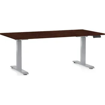 Psací stůl Výškově nastavitelný stůl OfficeTech D, 160 x 80 cm, šedá podnož, wenge