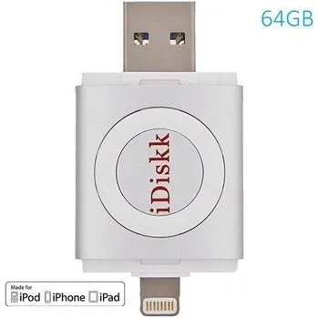 USB flash disk iDiskk ID64S Flash disk 64 GB 2v1 IDISKK pro Apple iPhone/MacBook a další - Lightning/USB – Silver