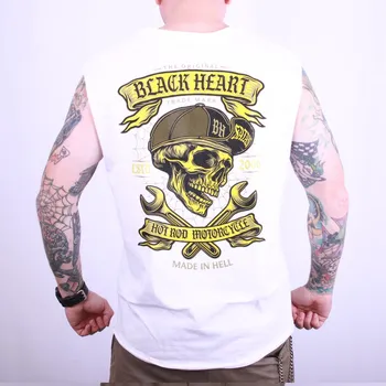 Pánské tílko Triko bez Rukávu BLACK HEART SATAN Barva: Bílá, Velikost: XXL