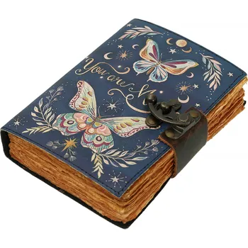 Karnevalový kostým Leather Journals Kožený zápisník s motýly a nápisem „You are Magical“