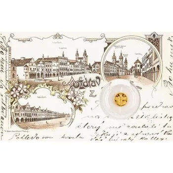 Zlatá mince Dobové pohlednice Telč - Historické centrum proof