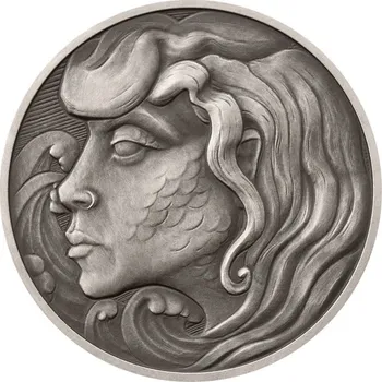 Stříbrná mince Mytologické postavy - Mořská panna stand