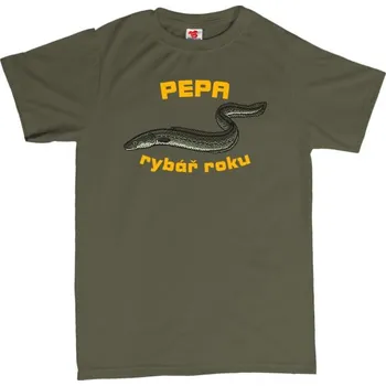 Žertovný předmět Úhoř - pánské tričko s potiskem S zelená - olive Žlutá - 418