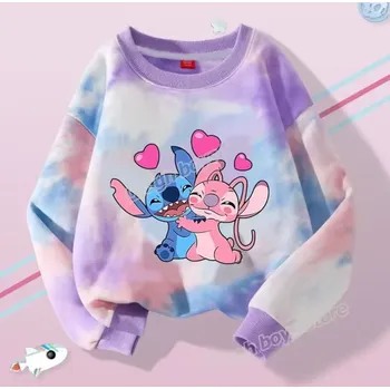 Chlapecký svetr Dětská duhová mikina Lilo & Stitch Varianta: Fialová – Zamilovaní , Velikost: 130 (7-8 let)