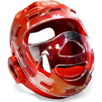 Chránič hlavy na box a bojový sport Daedo přilba s maskou Taekwondo WT - červená, 20915R, PRO 20916 M