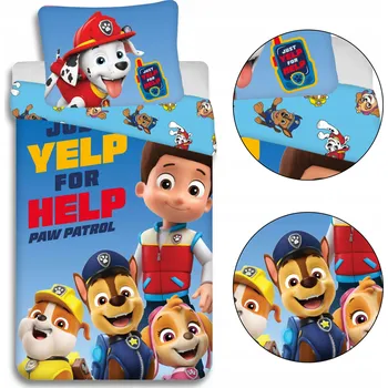 Povlečení Sada povlečení Tlapková patrola 140 x 200 cm modrá