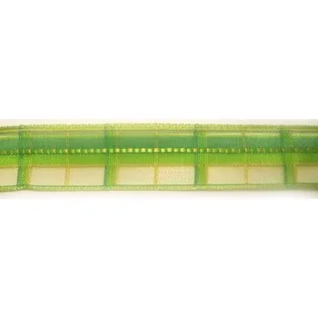 Stuha Kostková stuha se vzorem, monofilem a drátem 25 mm, zelená