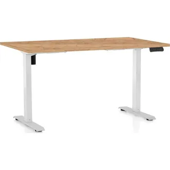 Psací stůl Výškově nastavitelný stůl OfficeTech B, 140 x 80 cm, bílá podnož, dub kraft