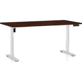 Psací stůl Výškově nastavitelný stůl OfficeTech B, 160 x 80 cm, bílá podnož, wenge