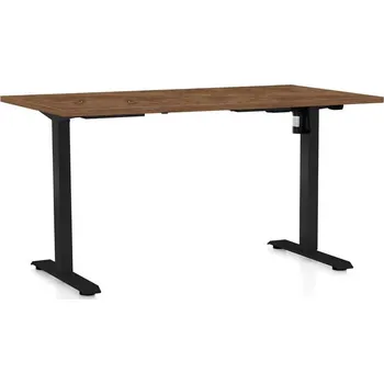 Psací stůl Výškově nastavitelný stůl OfficeTech A, 140 x 80 cm, černá podnož, dub silverjack