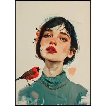 Plakát Jen tak z lásky Plakát Dívka s ptáčkem Rozměr plakátu: A4 (21 x 29,7 cm)