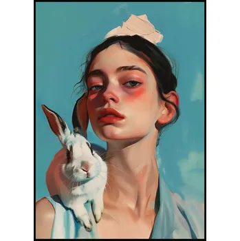 Plakát Jen tak z lásky Plakát Dívka s králíkem Rozměr plakátu: A4 (21 x 29,7 cm)