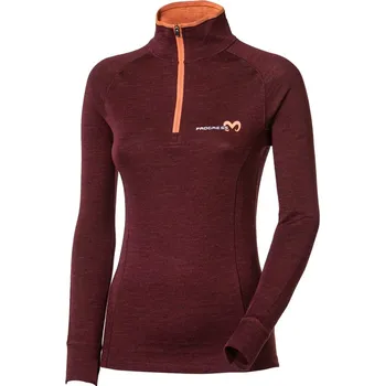 Dámské tričko PROGRESS MB TRZZ Merino & Bambus dámský termo rolák s krátkým zipem, švestka/meruňka Velikost: S