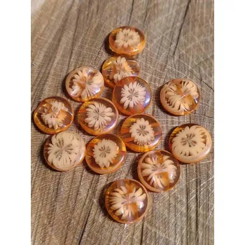 Knoflík Knoflík čirý s květinou barva oranžová