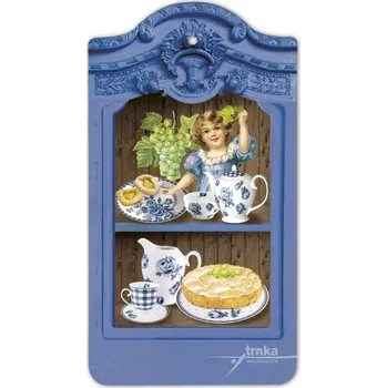 Dřevěná hračka Svačinka v modrobílém, dřevěný obrázek