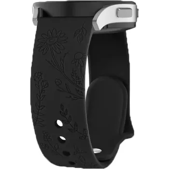 Ostatní příslušenství k chytrým hodinkám Silikonový řemínek se vzorem květin 22 mm - univerzální (Samsung, Huawei, Xiaomi,..) Černá