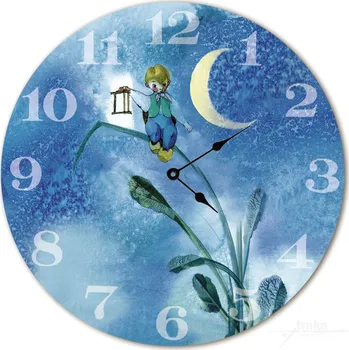 Hodiny Nástěnné dřevěné hodiny - Brouček na stéble trávy, Jiří Trnka