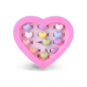 Prsten ŠPERKY SRDCE PRSTENY PRO DÍVKU 12 KS