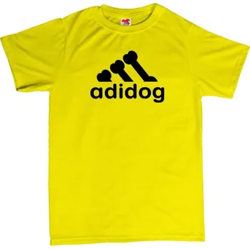 Žertovný předmět Adidog - pánské tričko s potiskem 3XL žlutá - yellow