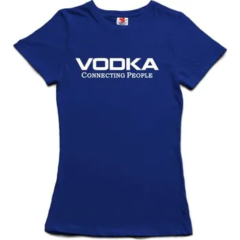 Žertovný předmět Vodka connecting people - dámské tričko s potiskem S modrá - royal Bílá - 401