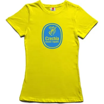 Žertovný předmět Czechia - dámské tričko s potiskem XXL žlutá - yellow