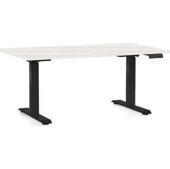 Psací stůl Výškově nastavitelný stůl OfficeTech C, 140 x 80 cm, černá podnož, bílý jasan