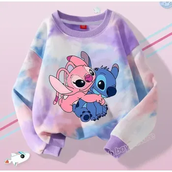Chlapecký svetr Dětská duhová mikina Lilo & Stitch Varianta: Fialová – Angel objímá Stitche, Velikost: 120 (5-6 let)