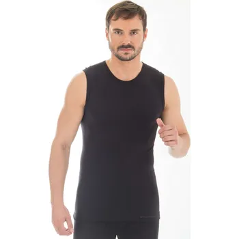 Pánské tričko Brubeck pánské tričko bez rukávu Comfort wool Barva: Černá, Velikost: XXL