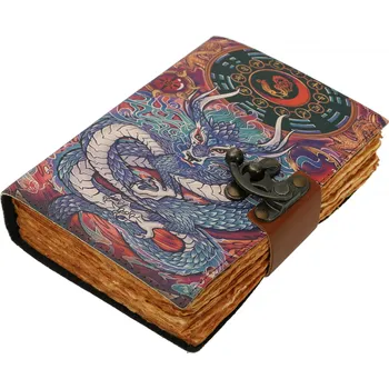 Karnevalový kostým Leather Journals Kožený deník s asijským drakem pod dualitou slunce a měsíce - Outlet