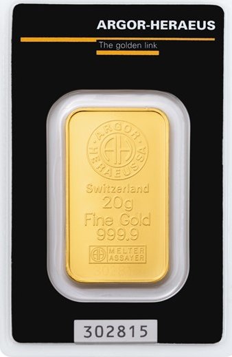 Argor Heraeus Zlatý slitek 20 g - Argor Heraeus