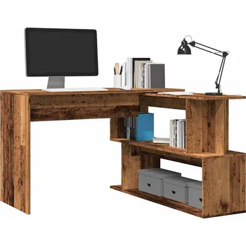 Jednací stůl Rohový psací stůl starého dřeva 200,5x50x76 cm dřevotříska Hnědá 855956