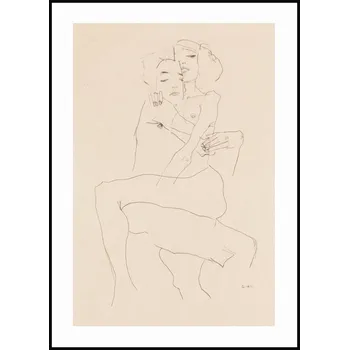 Plakát Jen tak z lásky Plakát Egon Schiele - Objímající se nahý pár Rozměr plakátu: A4 (21 x 29,7 cm)