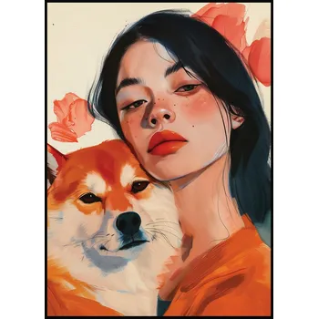 Plakát Jen tak z lásky Plakát Dívka a Shiba Inu Rozměr plakátu: A4 (21 x 29,7 cm)