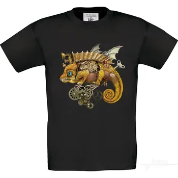 Pánské tričko Tričko UNI Mechanický chameleon , Steampunk Barva: Černá, Velikost: XXL